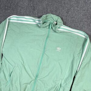 Adidas Jacket Womens Small Trefoil Three Stripes Full Zip‎ Windbreaker Retro